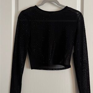 Windsor Black Sparkle Long Sleeve Top